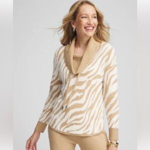CHICO’S ZENERGY ZEBRA COWL NECK SWEATER 
SUPER SOFT  SZ 3 (16/XL) NWT